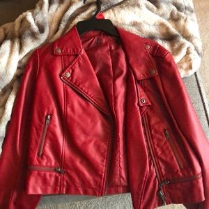 Red leather jacket